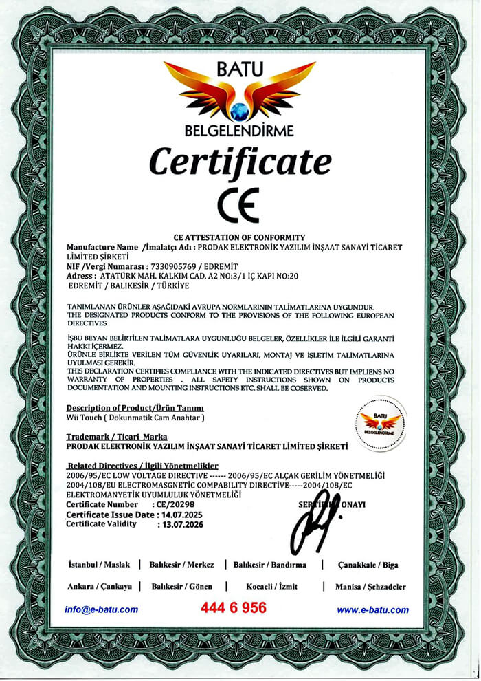 CE Belgesi - WiiTOUCH
