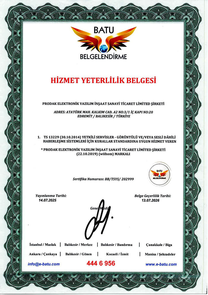 Hizmet Yeterlilik Belgesi