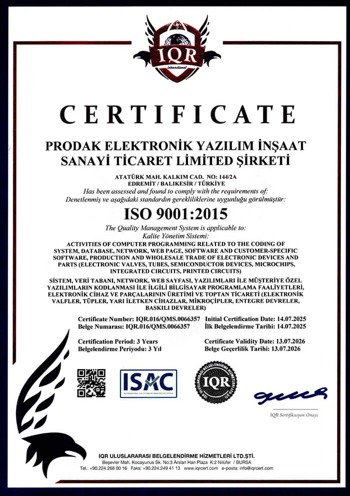 ISO 9001 Sertifikası